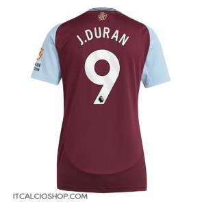 Aston Villa Jhon Duran #9 Prima Maglia Femmina 2024-25 Manica Corta